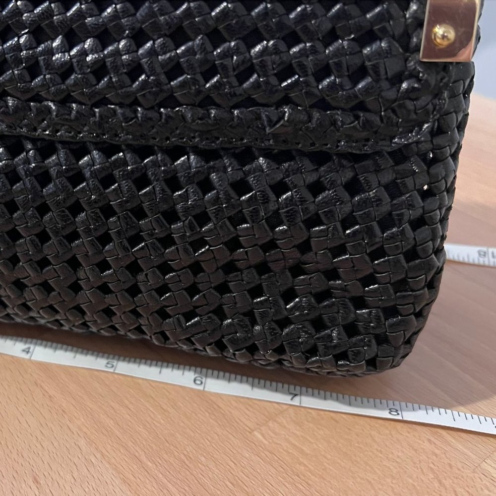 Stuart Weitzman Black Leather Woven Clutch - Picture 3 of 9